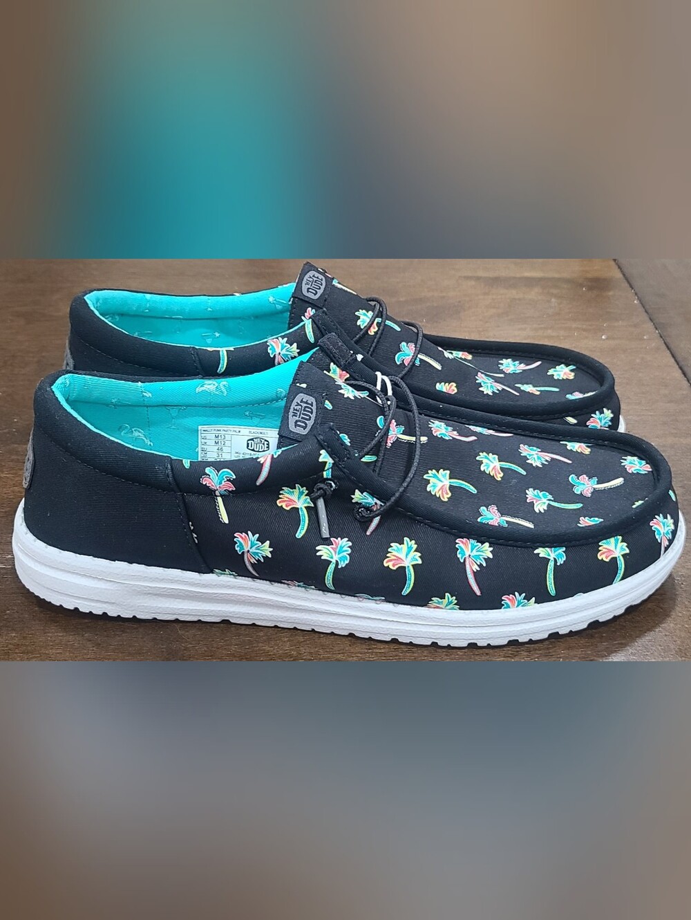 Hey Dude Wally Funk Party Palm Black Canvas Slip-On Shoes